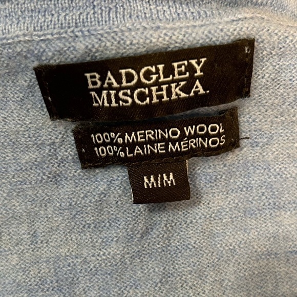 Badgley Mischka blue size small soft merino wool crew neck sweater - Picture 2 of 11